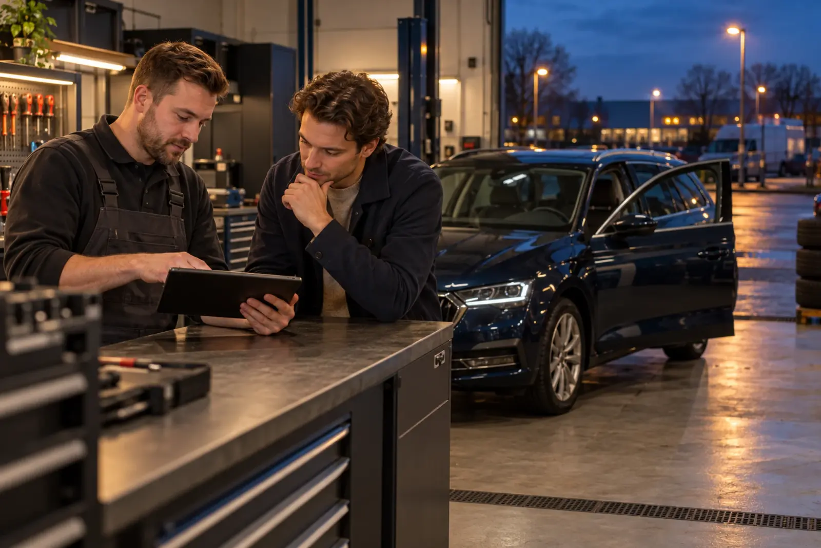 Specialist bespreekt de offerte voor CarPlay inbouwen met een klant uit Zoetermeer